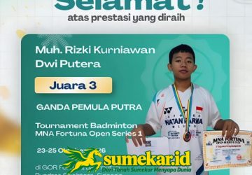 Rizki Kurniawan Harumkan Sumenep, Raih Juara 3 Badminton MNA Fortuna Open Series 1